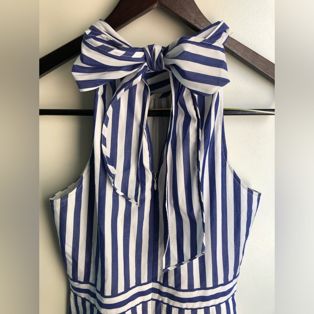 J. Crew Blue and White Striped Jumpsuit